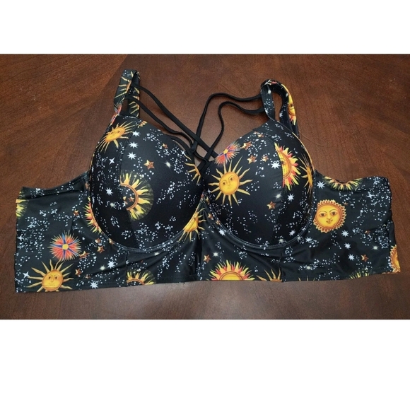Rose Gal Sun Star Black 2 Piece Bikini High Waist Wired Rosegal Plus Size 24/5X - Picture 2 of 10